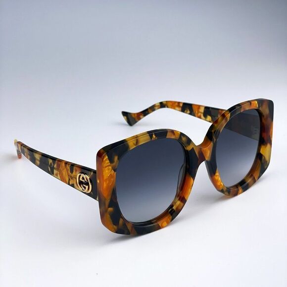 NEW Gucci GG1257S 004 Havana Gradient Blue Butterfly Oversized Women Sunglasses